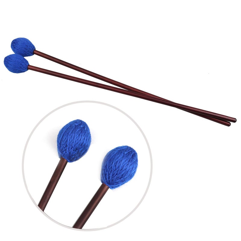 Mr.Power Marimba Mallets Wood Handle Yarn Head with Maple Handle, Bass Percussion instruments Sticks (Soft Yarn Head, Blue) - Image 5